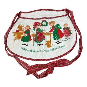 Vintage Holly Hobbie Apron 19.5 x 17 Holiday Wishes With Love and All the Fixin'